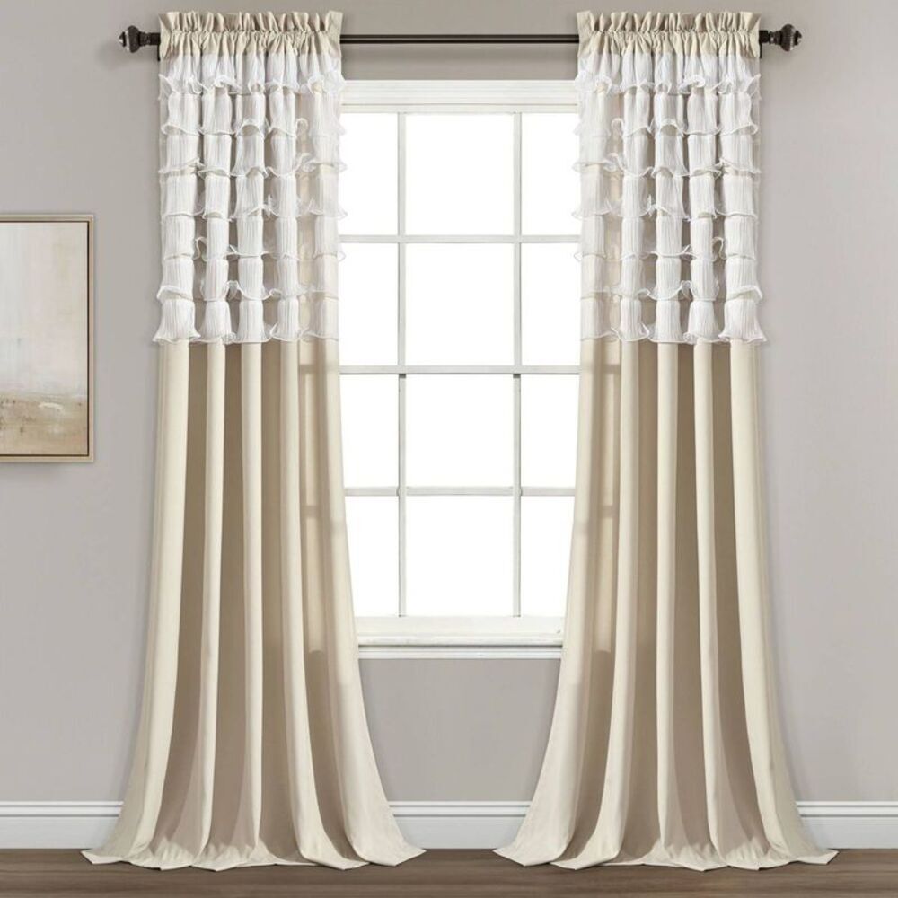 Lush Decor - Set of 2 (84"x54") Avery Light Filtering Window Cu Beige